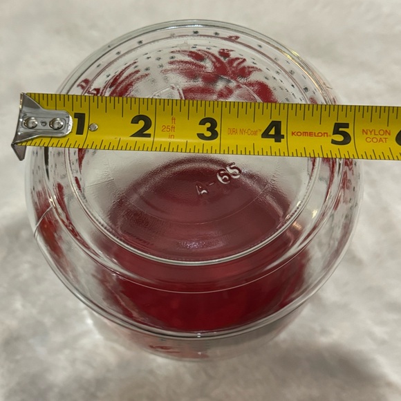 Vintage AGC Ribbon Bow Chili Peppers Red Floral Pattern Clear Glass Canister Jar - Picture 14 of 16